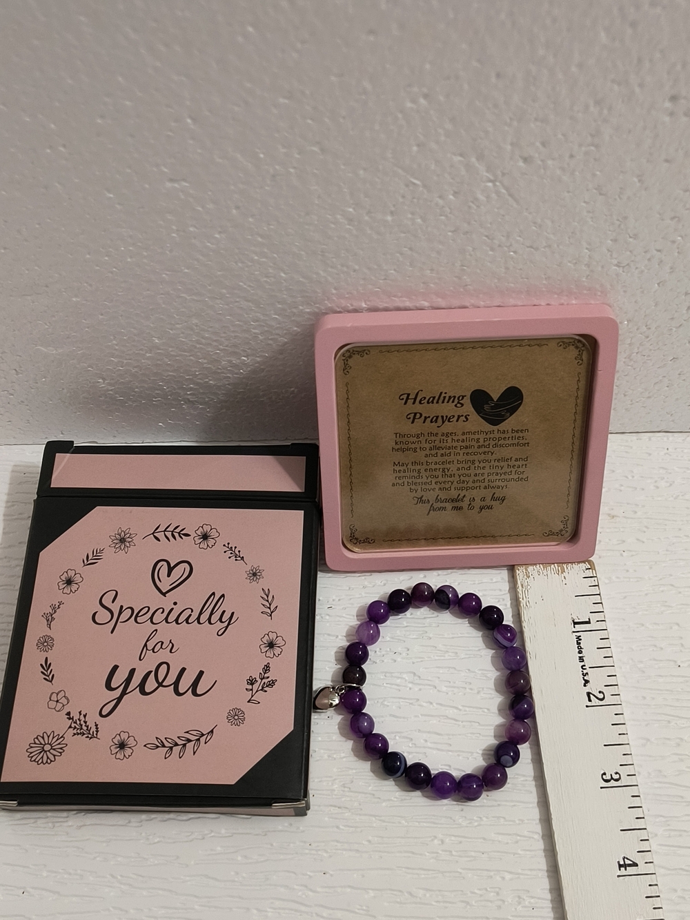 Purple Beaded Healing Prayer Bracelet